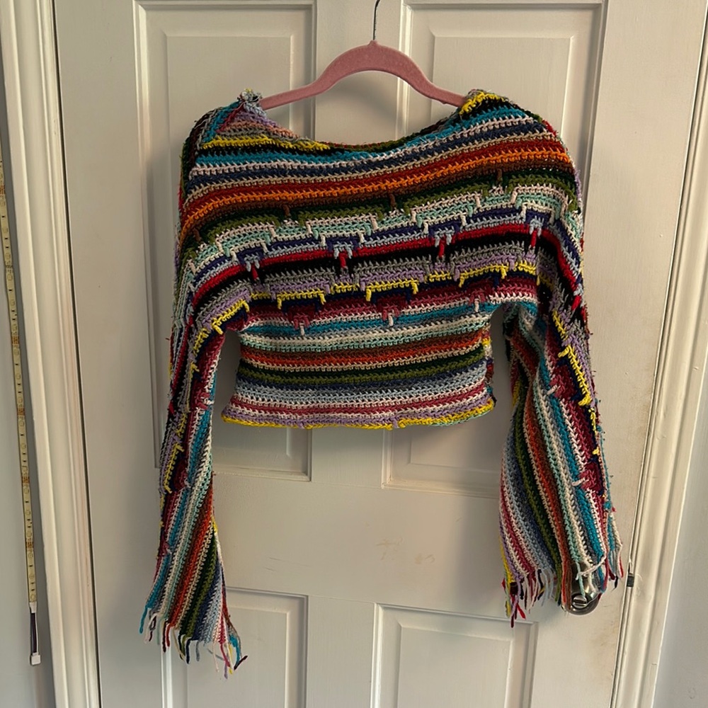 Colorful Striped Crochet Sweater